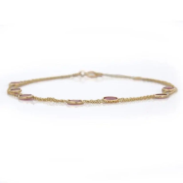 Metal Ruby Double Chain Bracelet in 18k Yellow Gold For Sale - Image 7 of 10