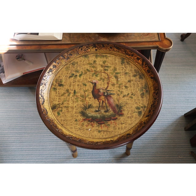 Vintage John-Richard Chinoiserie Golden Pheasant Faux-Bamboo Tray Table For Sale - Image 11 of 18