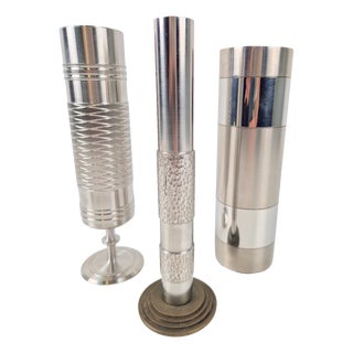 Brutalist Sculptural Metal and Brass Vases from BMF, Germany, 1960s, Set of 3 For Sale