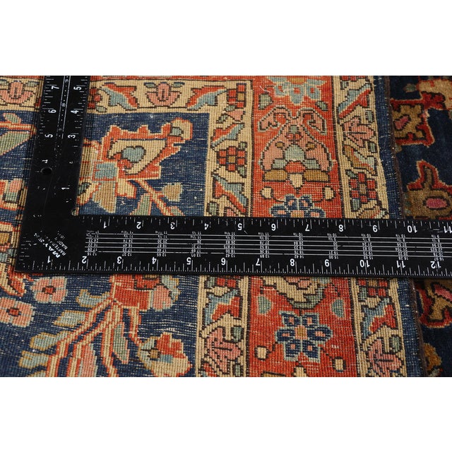 Navy Blue Antique Persian Mohajeran Sarouk Rug, 03'05 X 04'09 For Sale - Image 8 of 10