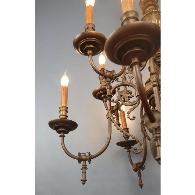 Antique Ten-Armed Bronze Castle Chandelier For Sale - Image 3 of 8