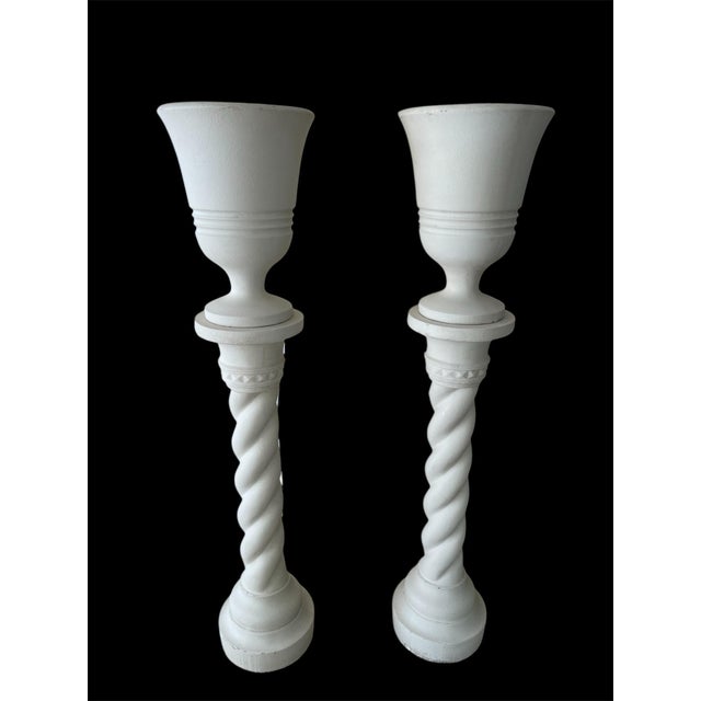 French Plaster Columns and Illuminated Basins by J.C Moreux, 1940s, Set of 2 For Sale - Image 4 of 13