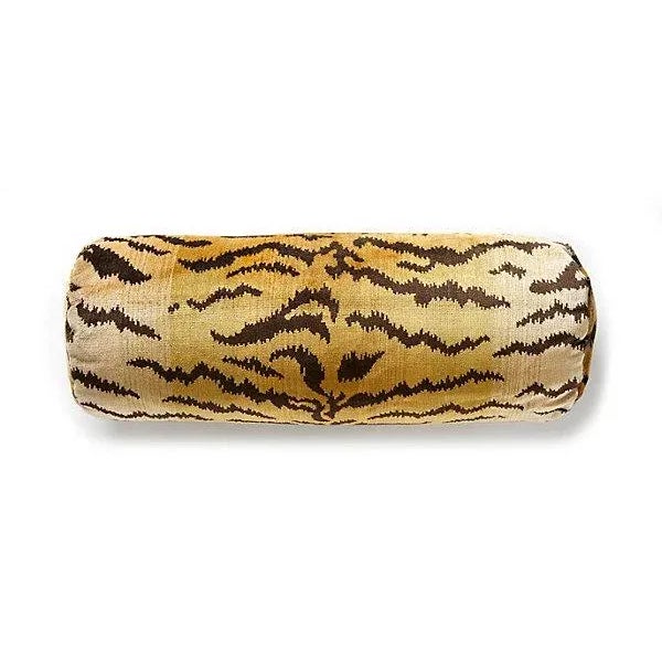 Traditional The House of Scalamandré Tigre Bolster, Ivory, Gold & Black For Sale - Image 3 of 3