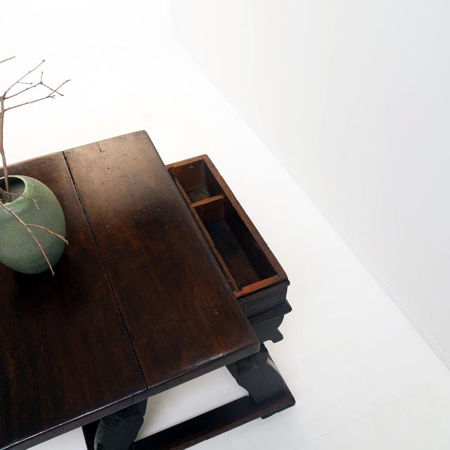 Antique 18th Century Banker's Rent Table with Sliding Top For Sale - Image 9 of 15