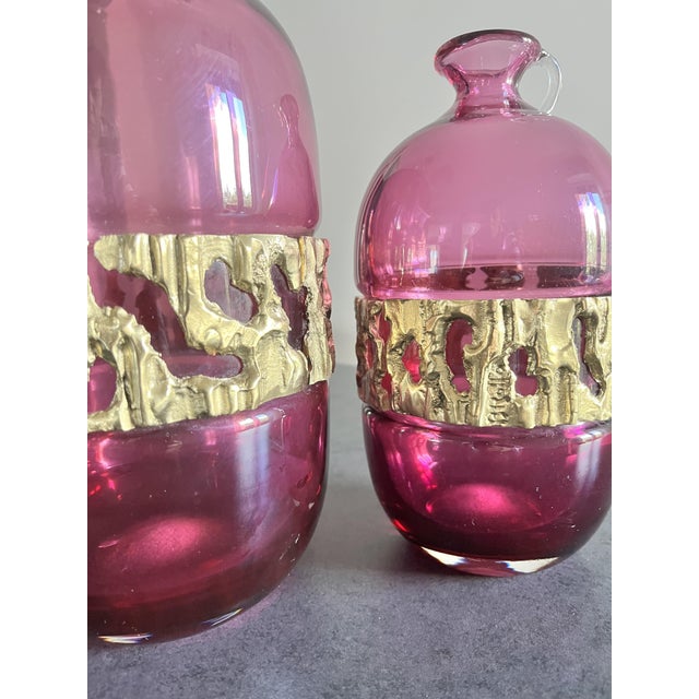 Angelo Brotto (1914 - 2002) Pair of Vases for Esperia, Poggibonsi 1970s -Top Murano- Year: circa 1970 Materials: Brass and...