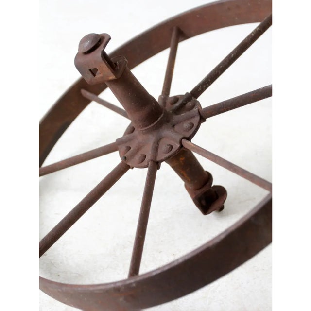 Metal Antique Iron Wheel For Sale - Image 7 of 10