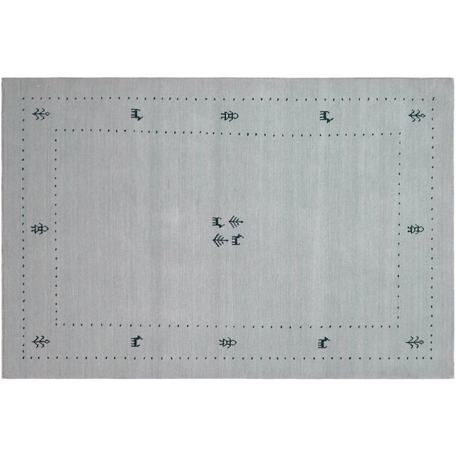 Blue Abstract Gabbeh Light Blue Wool Rug - 4'0''x6'0'' For Sale - Image 8 of 10