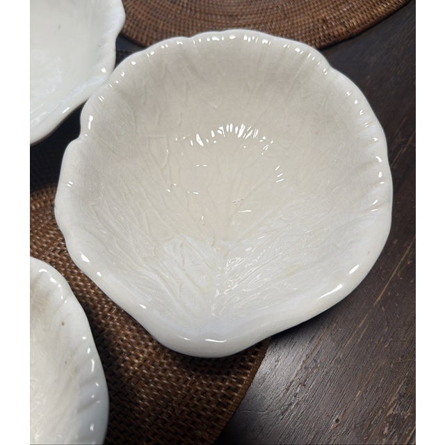 Bring charming vintage garden style to your table with this **set of 4 Vintage Cabbage Leaf Ceramic Majolica Bowls by...