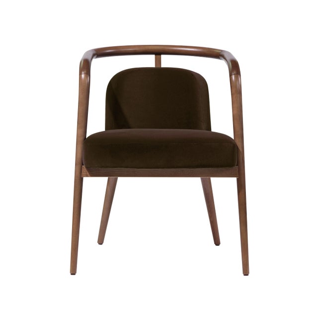 Essex Brown Velvet Chair with Arms by Javier Gomez For Sale - Image 3 of 3