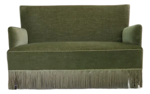 Vintage Danish Two-Seater Sofa in Green Furniture Velour and Beech Wood Legs, 1970s