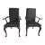 19th Century Antique Re-Upholstered Ho Ho Bird and Shell Motif Carved Side Chairs With Arm Rests Set of 2 For Sale