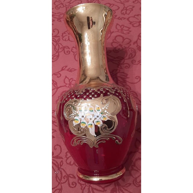 Tre Fuochi Murano Blown Glass Vase with 24k Gold Finishes, Venice, Italy, 1960s For Sale - Image 14 of 16