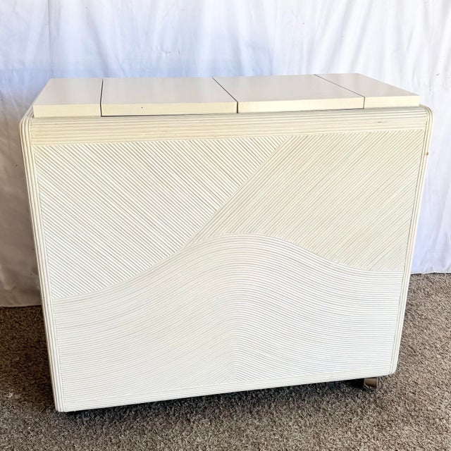 Wood Vintage Boho Chic Wavy Pencil Reed Buffet For Sale - Image 7 of 8