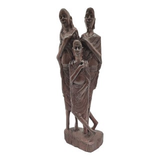 Hand-Carved Makonde Family Group in Ebony, 1960s For Sale