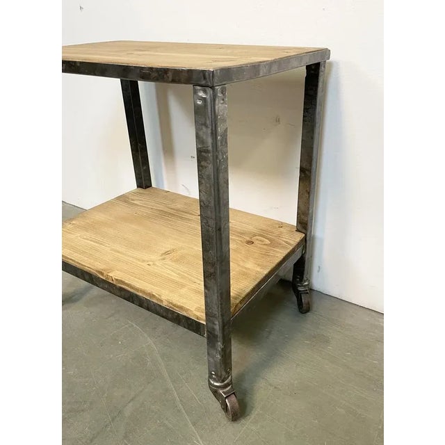 Industrial Side Table on Wheels, 1960s For Sale - Image 9 of 10