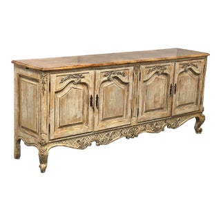 French Provincial Distressed Oak Decorative Sideboard For Sale