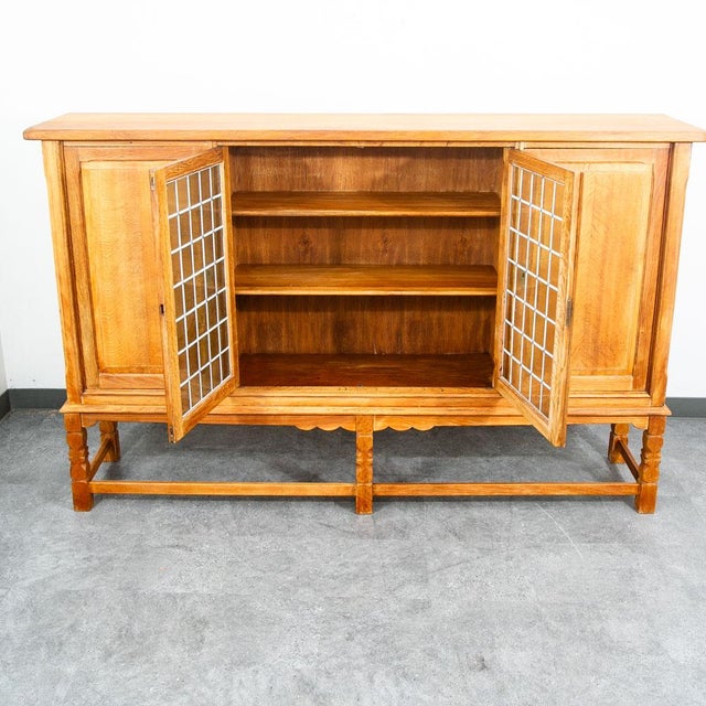 Mid Century Danish Modern Cabinet Credenza Glass Henning Kjernulf White Oak, Attributed For Sale - Image 12 of 12