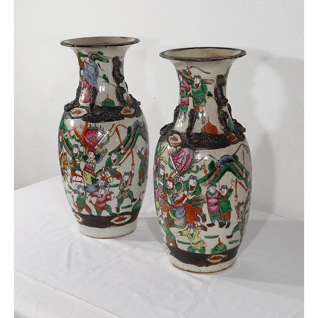 Chinese Nankin Porcelain Vases, 1890s, Set of 2 For Sale - Image 3 of 18