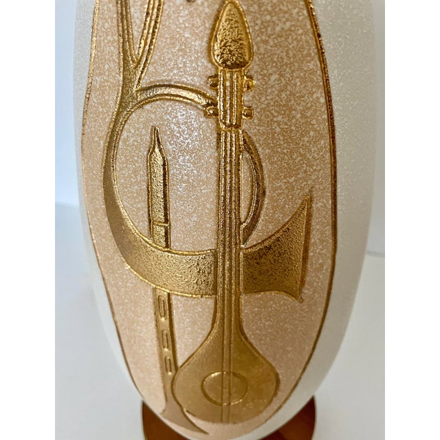 Mid Century Danish Modern Ceramic Table Lamp Musical Instruments For Sale - Image 10 of 13