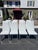 Set of 6 Custom White Leather and Chrome Parsons Dining Chairs attributed to Design Institute of America Milo Baughman ....