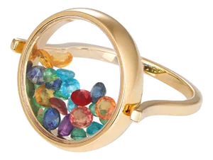Multicolor Gemstone Shaker 14k Gold Ring Size 6.25 (All Sizes Available)