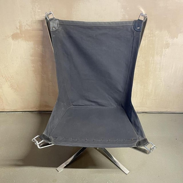 Brown Leather and Chrome High Backed Falcon Chair by Sigurd Resell For Sale - Image 9 of 11