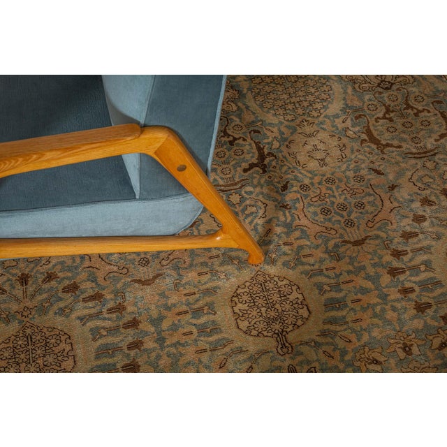 Late 19th Century Authentic 19th Century Persian Tabriz Beige, Blue, Brown Wool Carpet For Sale - Image 5 of 12