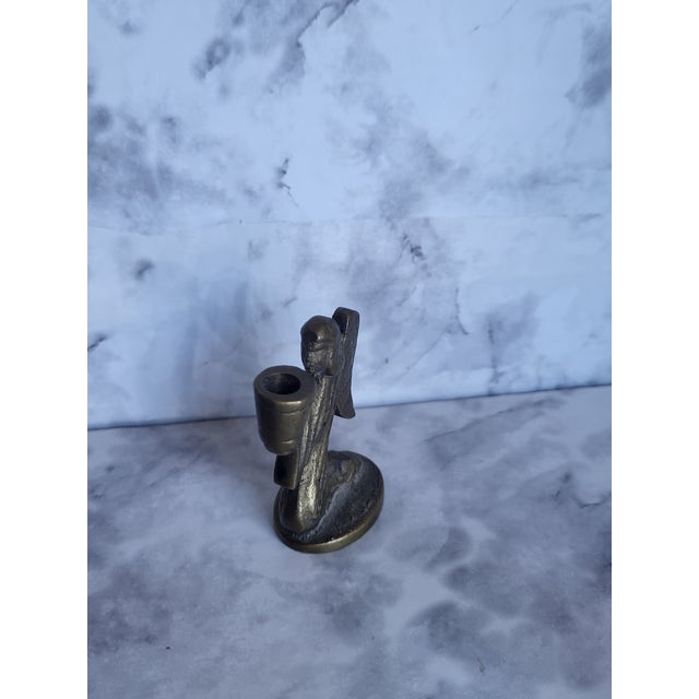 Mid Century Brass Kneeling Angel Miniature Candle Holder For Sale - Image 4 of 14