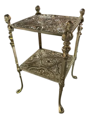 19th Century Edwardian Embossed Brass Side Table