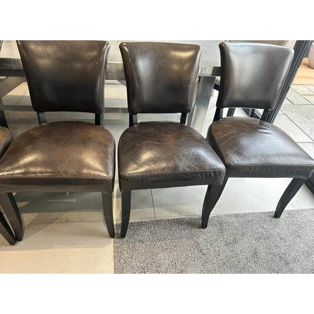 Boston Dining Table and Dark Brown Leather Velvet Studded Chairs from Timothy Oulton, 2010s, Set of 9 For Sale - Image 3 of 9