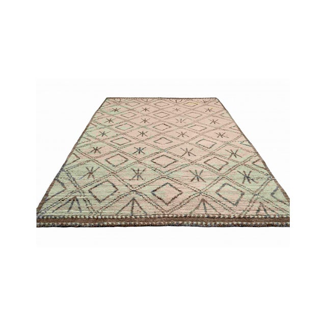 Mid-Century Modern Brown & Natural Modern Wool Rug For Sale - Image 3 of 7