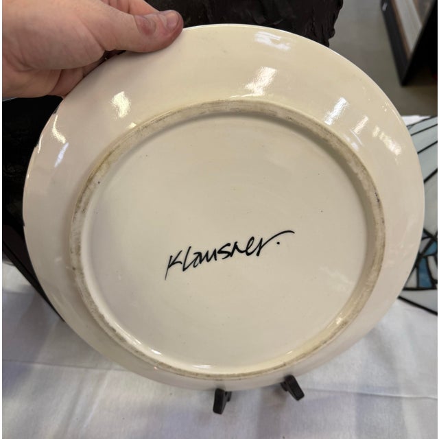 Debra Klausner Postmodern Art Pottery Platter Handmade Hand Painted 14in Excellent condition no damages Signed by artist...