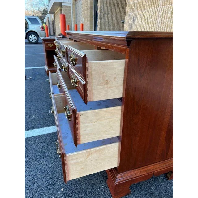 Brown Jametown Sterling Furniture Solid Cherry Double Dresser With Mirror. For Sale - Image 8 of 12