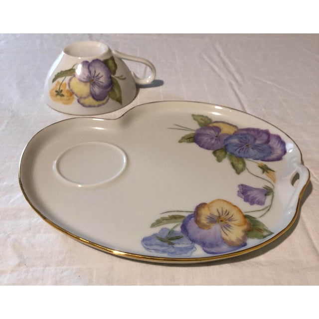 1960s Hand Painted Porcelain Tea/Coffee Dessert Set of 8 - 16 pcs For Sale - Image 9 of 10