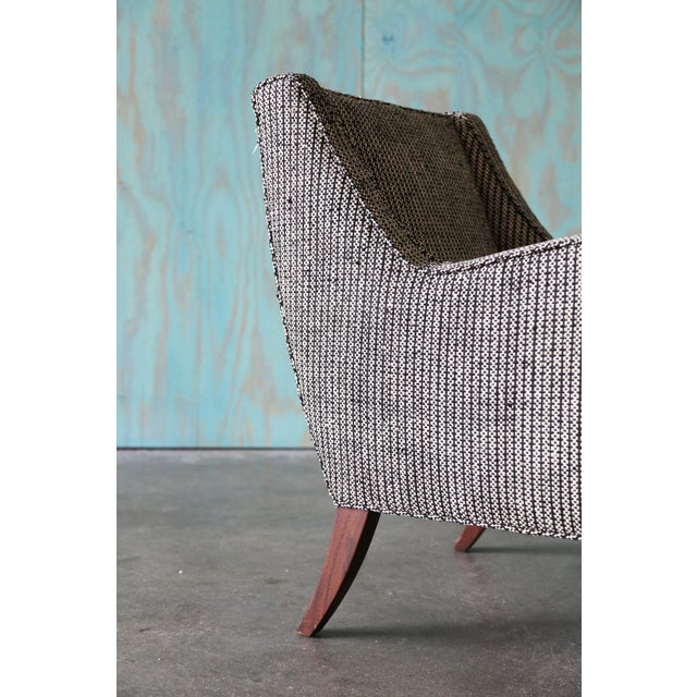 1950s Ernst Schwadron Style Black and White Wool Boucle Lounge Chair Pair For Sale - Image 11 of 16