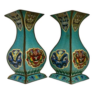 Early 20th Century Large Cloisonné' Vases - A Pair For Sale