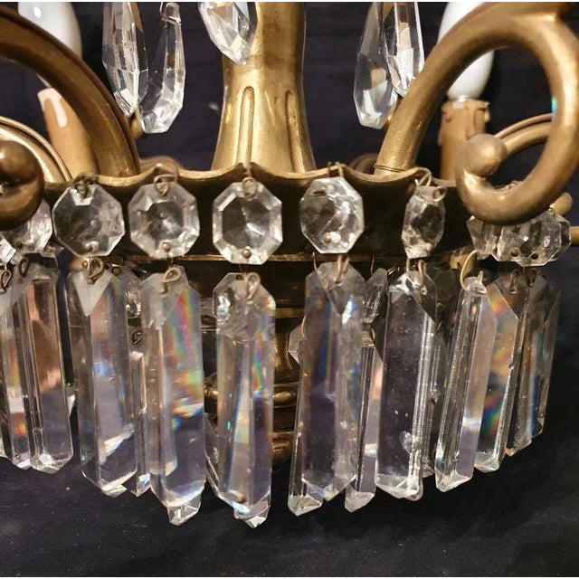 Bronze Chandelier with Crystal Pendants For Sale - Image 6 of 8