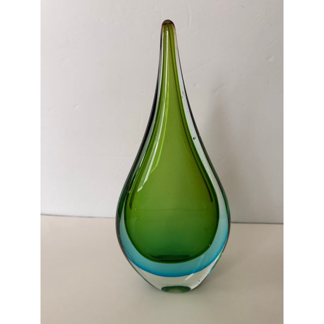 Murano Sommerso Teardrop Sculpture For Sale - Image 11 of 12