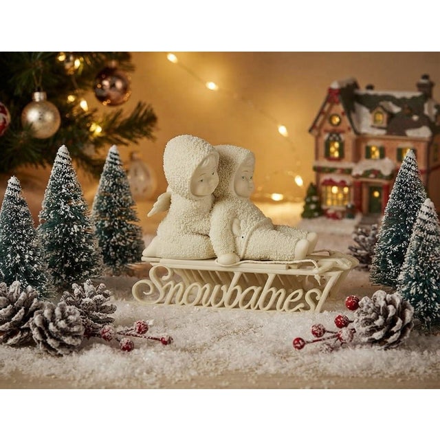 Department 56 Snowbabies "Two Little Babies on the Go!" Figurine 1997-2001 Original Box & Packing For Sale - Image 12 of 12