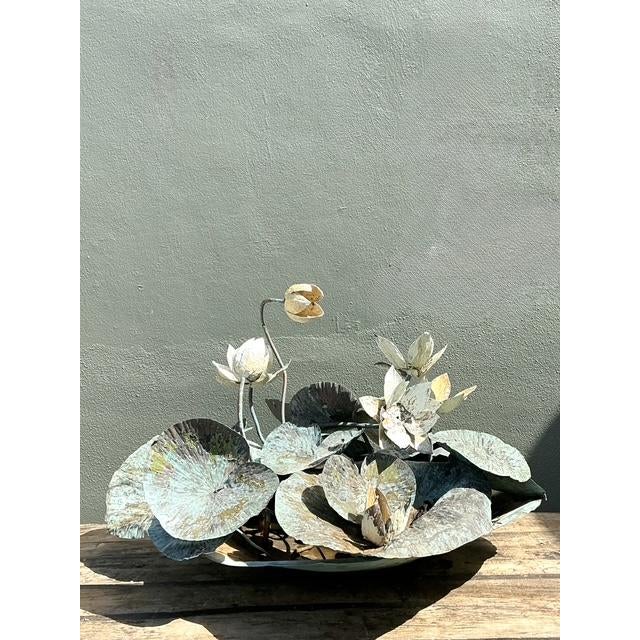 Vintage Patinated Copper Lilypad Sculpture For Sale - Image 10 of 12