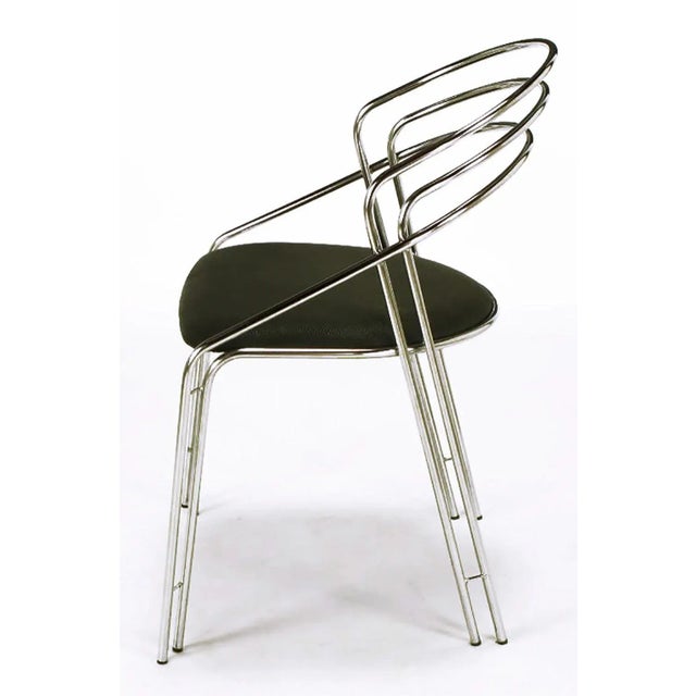 Italian Postmodern Chrome and Black Side Chairs - a Pair For Sale In Chicago - Image 6 of 11