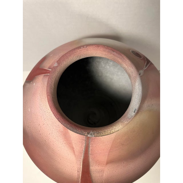 Vintage Raku Studio Art Pottery Iridescent Red Vase/Jar by John Manley — Nevada For Sale - Image 4 of 7
