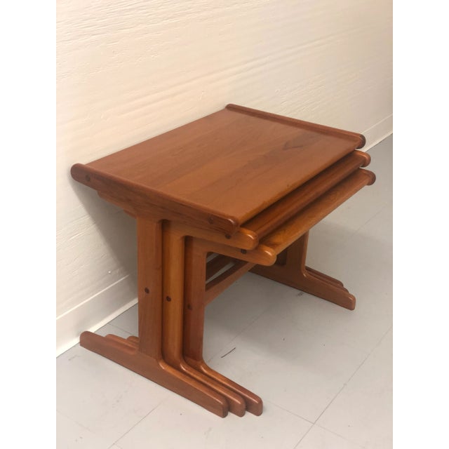 Mid-Century Modern Vintage Danish Modern Teak Nesting Tables For Sale - Image 3 of 5
