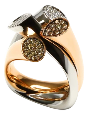 Diamond Pave Cluster Shape Mountain Peaks Unique 18 Karat Rose White Gold Ring, Size 7.5
