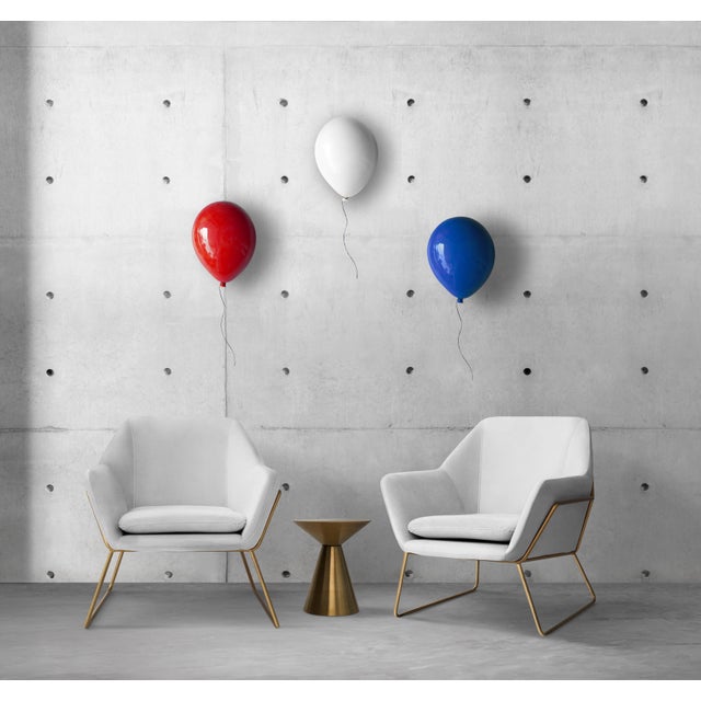 Red Glossy Ceramic Balloon Wall Sculpture -Medium Size For Sale - Image 4 of 9