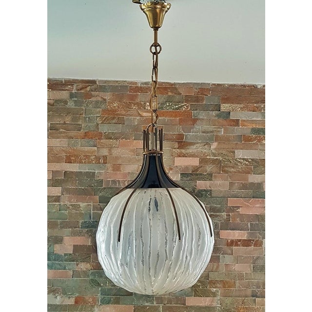 1960s Glass Ball Pendant Lamp by Angelo Brotto, Italy, 1960s For Sale - Image 5 of 18