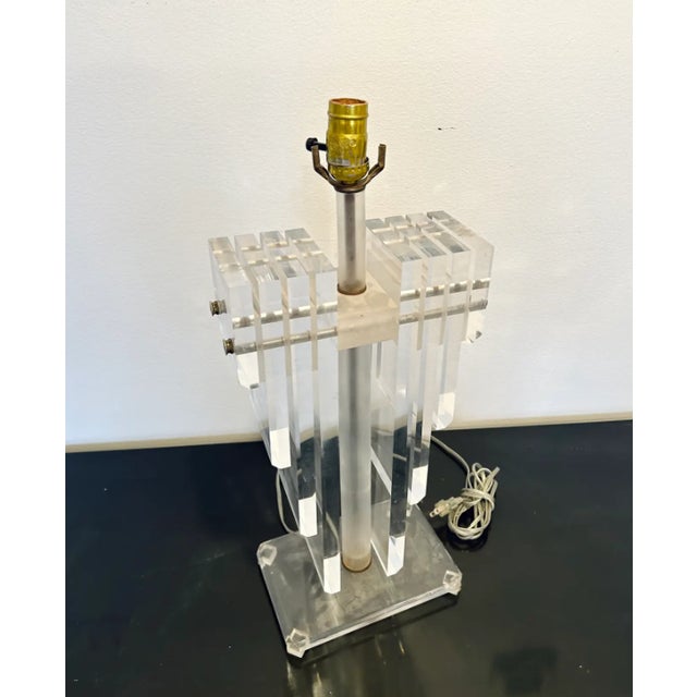 Vintage Art Deco Lucite Table Lamp For Sale - Image 9 of 11