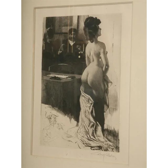 Figurative Sensual Hand Signed !9th Century Lobel Riche Etching Custom Framed For Sale - Image 3 of 8