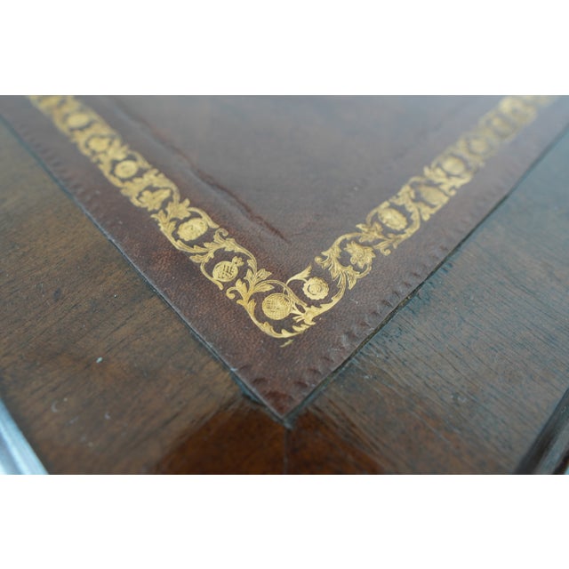 Vintage Leather-Inlay Writing Desk For Sale - Image 10 of 14