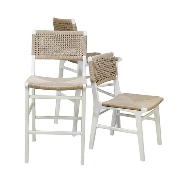 2020s Matthew Izzo Home Monroe Rattan Wrapped White Wood Dining Chair For Sale - Image 5 of 8